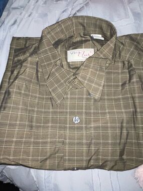Men's Olive Green Plaid Button-Down Shirt